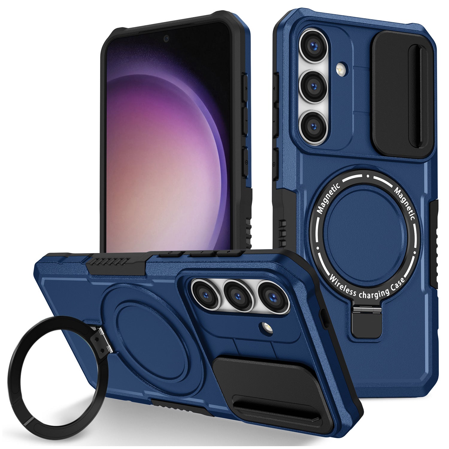 For Samsung Galaxy S24+ Case Slide Lens Window Kickstand Protective Cover Compatible with MagSafe For Samsung Galaxy S24+ Case Slide Lens Window Kickstand Protective Cover Compatible with MagSafe